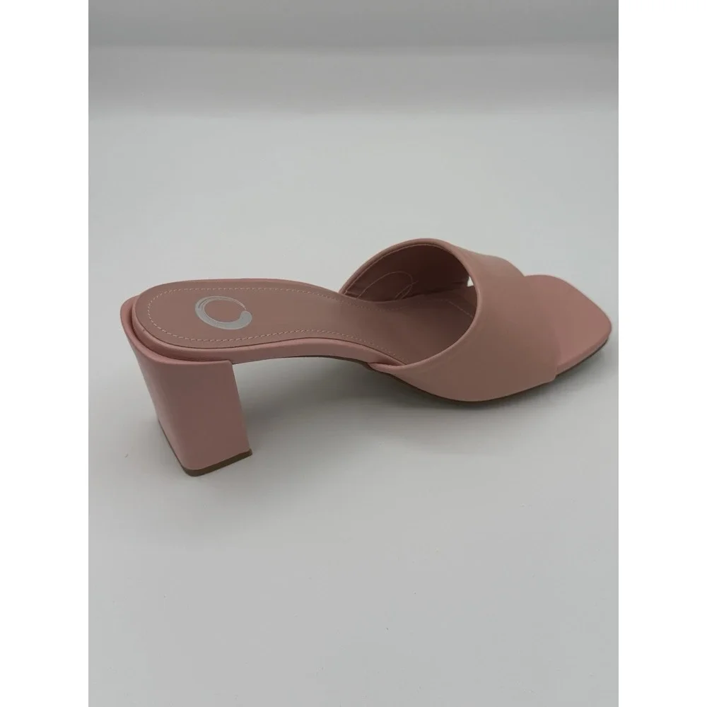 Journee‎ Collection Alisia women's 8.5 block heel slide pink vegan leather NEW!
